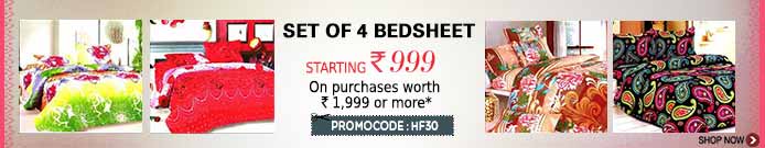  Set of 4 Bedsheets @ Rs.999