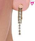 Diva Peach Flower With Crystal Chain Drop Earrings
