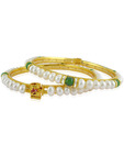 Jpearls Button Pearls Glistening Bangles  - Set Of 2