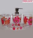Freelance Floral & Leaf Design Bathroom Set - 4 Pcs