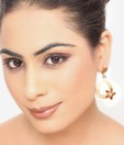 Kshitij Elegant Red Flower Golden Earrings