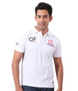 Crosscreek White Polo Neck Half Sleeves T-Shirt