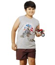 SDL By Sweetdreams Grey & Brown Checkered Night Suit For Kids