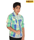 Pokins Friendly Green Checkered Shirt For Kids