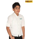 Pokins Green Stitched Super White Shirt For Kids