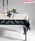 Freelance Black & White Beautiful Leaf Motif Verona Table Cover