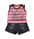 Little Kangaroos Pink Train T-Shirt & Grey Shorts For Kids