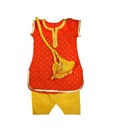 BIBA Cotton Red and Yellow Salwar Suit with Dupatta For Kids