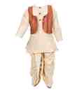 Kilkari Cream Dhoti Kurta With Orange Brocade Jacket