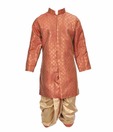 Kilkari Maroon Brocade Sherwani & Shimmer Dhoti For Kids