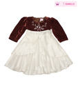 Isabelle White & Brown Pleated Frock For Kids