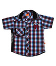 Little Kangaroos Wine-Blue Checks Shirt For Kids