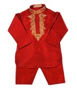 Raja Sahab Red & White Traditional Wear Set For Kids