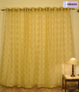 ARIANA Flower Blocks Beige Sheer Door Curtains