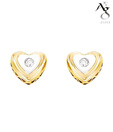 Ag Real Diamond Two Stone Fancy Heart Earrings