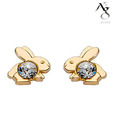 Ag Real Diamond Studded Cute Rabbit Earrings