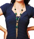 Accessary Quotient Tassel Style Green Stone Necklace