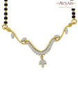 Avsar Real Gold and Diamond Dangling Leaves Mangalsutra