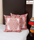 Aapno Rajasthan Coral Pink Block Printed Cushion Cover Set