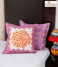 Aapno Rajasthan Orange Purple Block Print Cushion Cover Set
