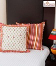 Aapno Rajasthan Pink and Green Booti Print Cushion Cover Set