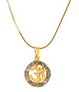 Adhira Round Shape Om Inscribed Chain Pendant
