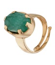 Aiza Dazzling Oval Cut Green Onyx Ring