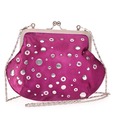 1 Bolzo Metal Rings All Over Pink Satin Clutch