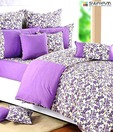 Swayam Mauve & White Floral Double Bed Sheet Set
