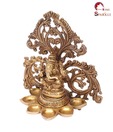 Home Sparkle Golden Brass Lord Ganesha with Diya
