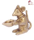 Home Sparkle Golden Brass Mouse with Diya