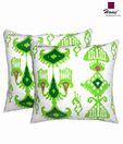 Home Set Of 2 Printed Green Cotton Cushion Covers