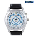 Sonata Black-Silver White Watch