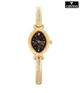 Calvino Sleek Black & Gold Studded Watch