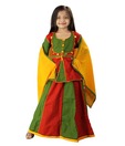 Little India Red & Green Girls Lehnga Choli For Kids