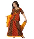 Little India Red & Green Lehnga Choli For Kids