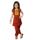 Little India Blue & Red Salwar Suit For Kids