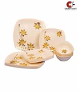 Crown Craft White & Yellow Floral Dinner Set - 18 Pcs