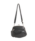 Kuero By Kanu Black Flower Designed Clutch