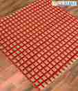Dekor World Woven Checkered Pattern Red & Beige Asana Rug