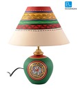 ExclusiveLane Electric Green & White Matki Lamp