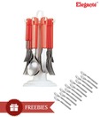 Elegante Stainless Steel Red Cutlery Set - 25 Pcs