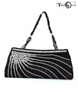 Favola Black Swarovski Crystals Clutch With Free Bangle