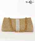 Favola Golden Crystals Stone Work Clutch With Free Bangle