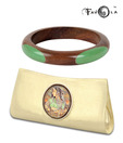Favola Attractive Clutch And Wooden Bangle Combo