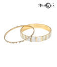 Favola Fab Golden & Cream Striped Wooden Bangle