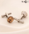 Favola Modish Light Brown Crystal Cufflinks