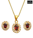 Piebee Garnet Pendant Set With Earrings