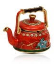 MNC Sparkling Red Teapot Shaped Trinket Box