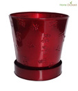 Home Orchard Embossed Red Planter With Tray